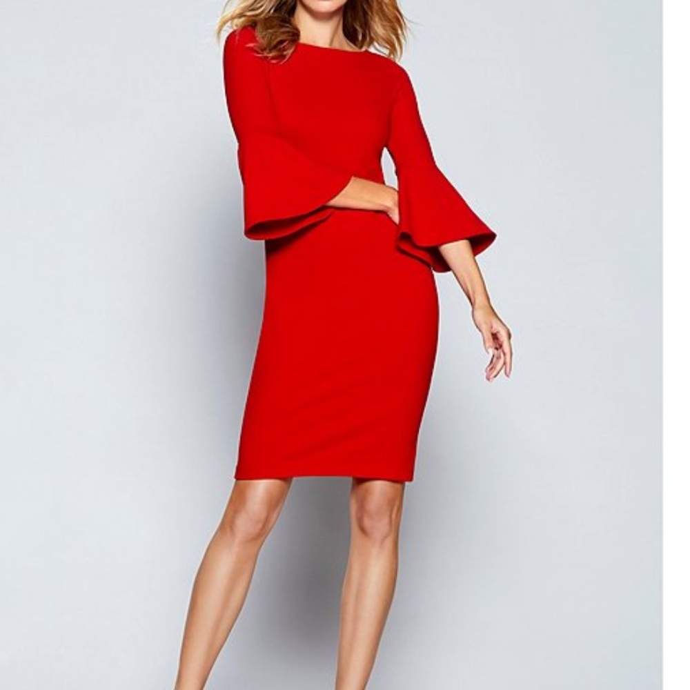 Bell Sleeve Red Dress